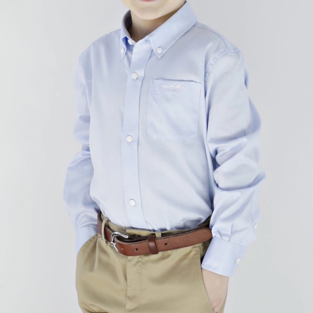 Brown Bowen - Boy’s Blue Button Down Dress Shirt